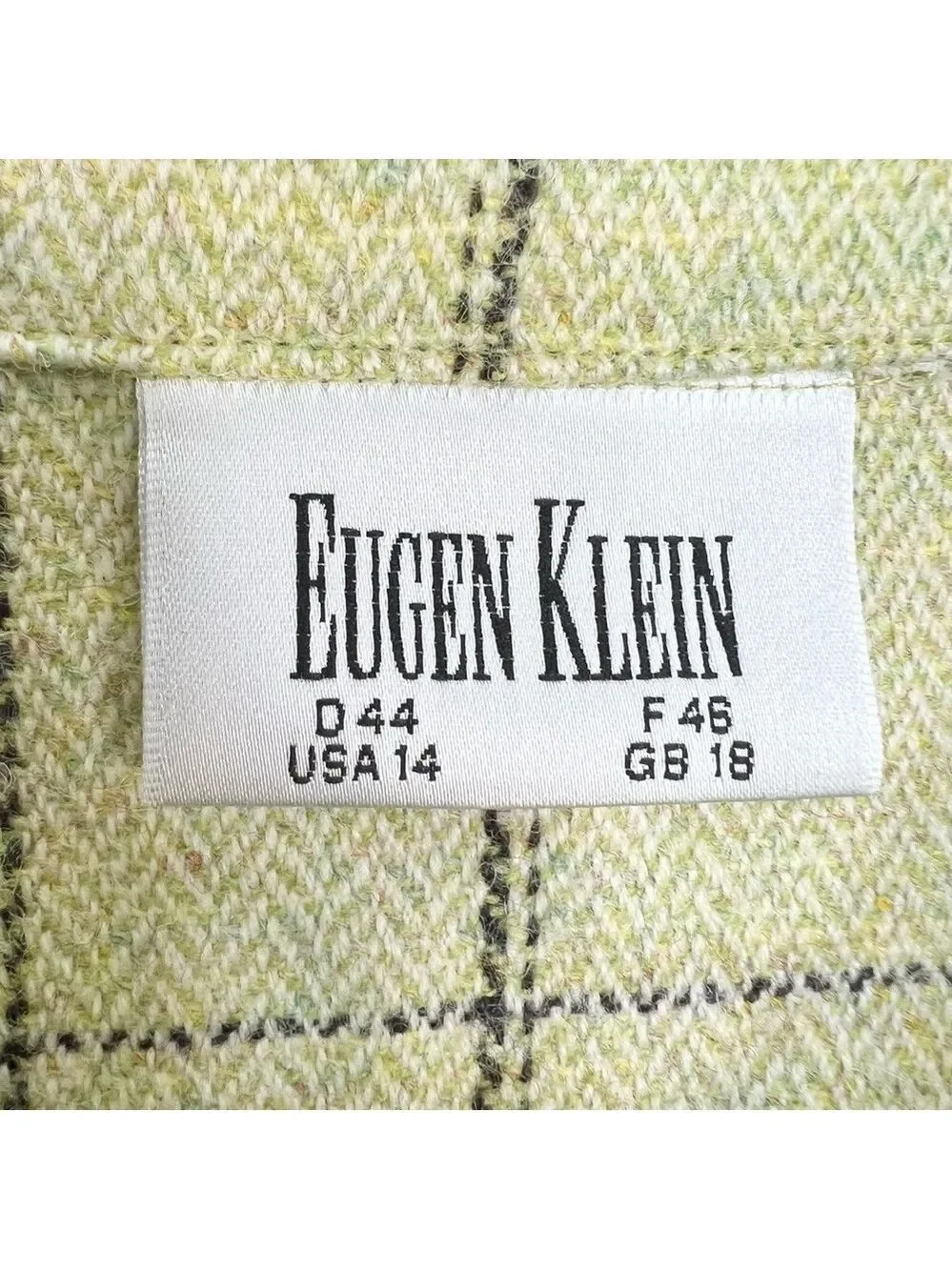 Eugen Klein Germany pale green boxy plaid 100% wool overshirt shacket 14 - Picture 13 of 15